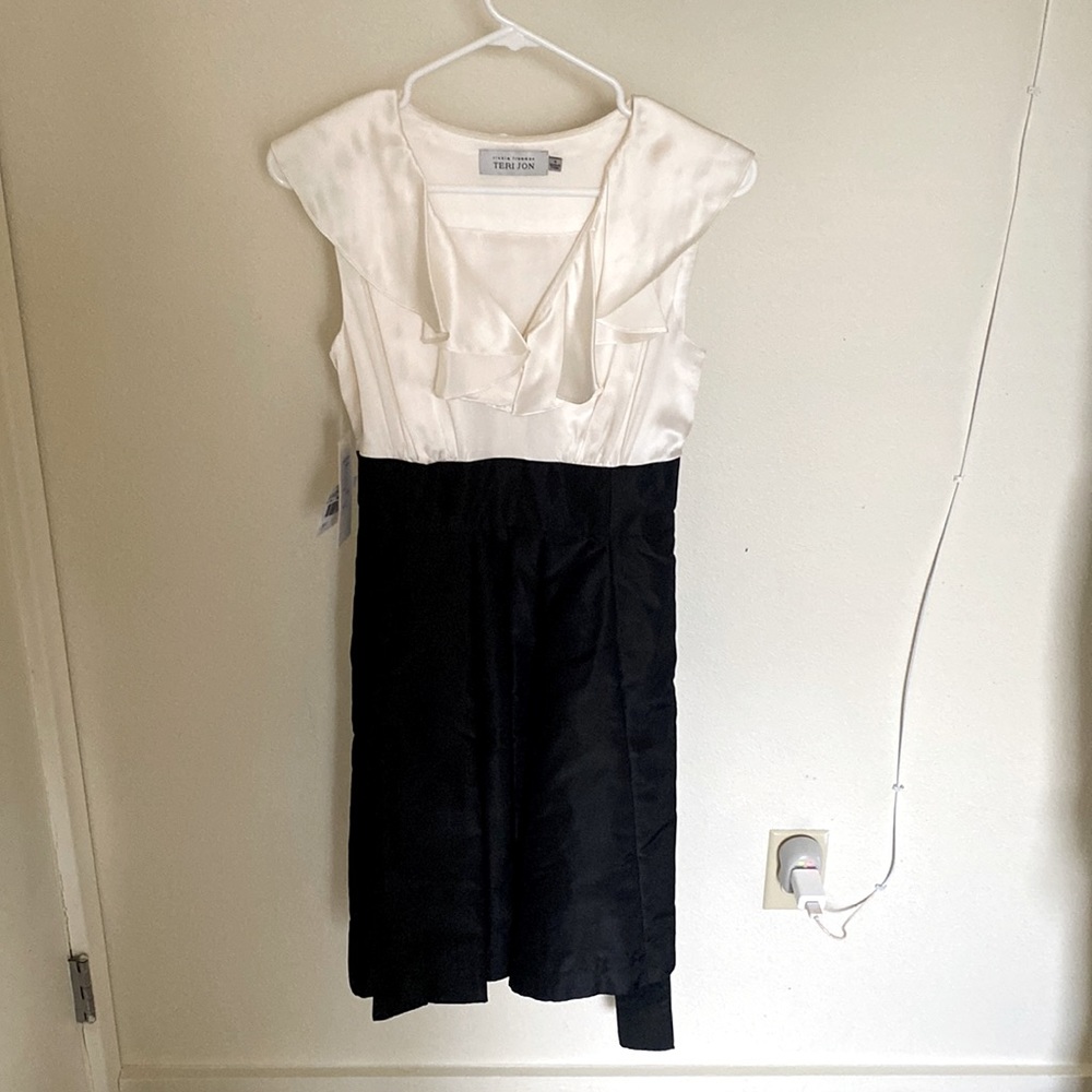 Teri Jon 100% Silk Top Belted Dress NWT